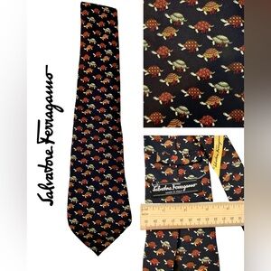 Salvatore Ferragamo Men’s Black Tie with Turtle Design